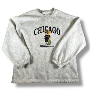 Teddy Bear Chicago Basketball Club Graphic Sweatshirt Heather Gray Mens Small